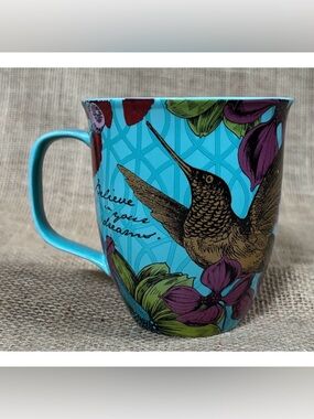 Karma Blue Colorful Bird Dragonfly Floral Inspirational Coffee Mug Cup Boho